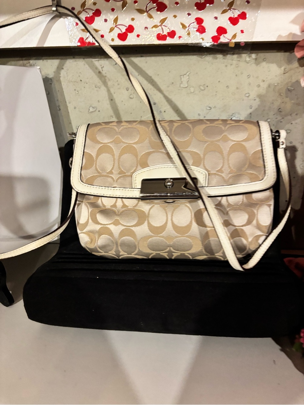 Coach Beige and Chalk Signature Crossbody Bag